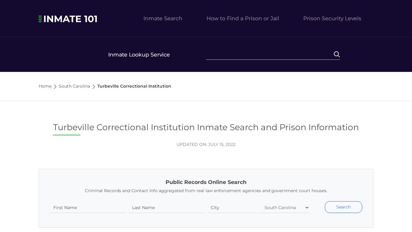 Turbeville Correctional Institution Inmate Search ...