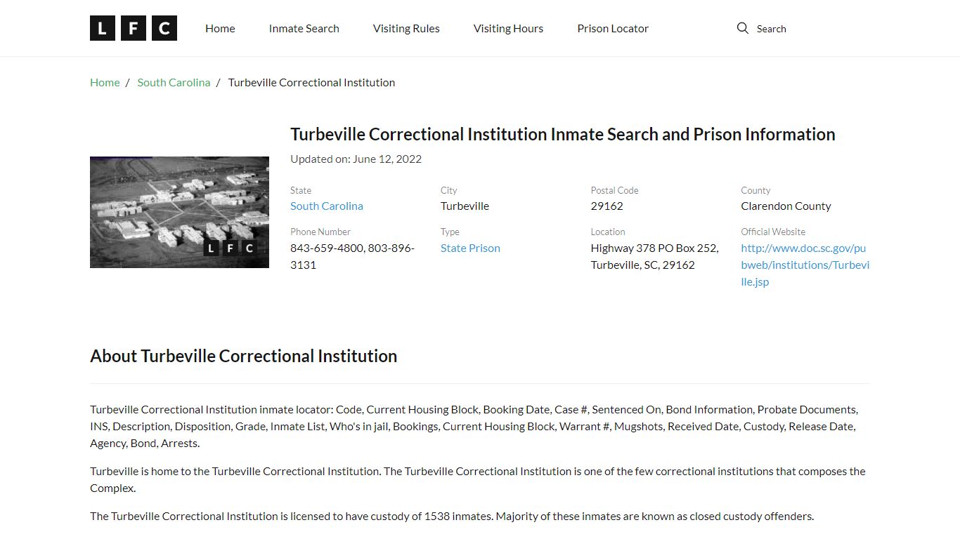 Turbeville Correctional Institution Inmate Search ...