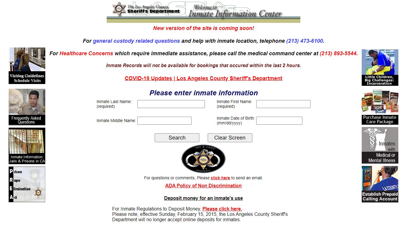 LASD Inmate Information Center - Inmate Search